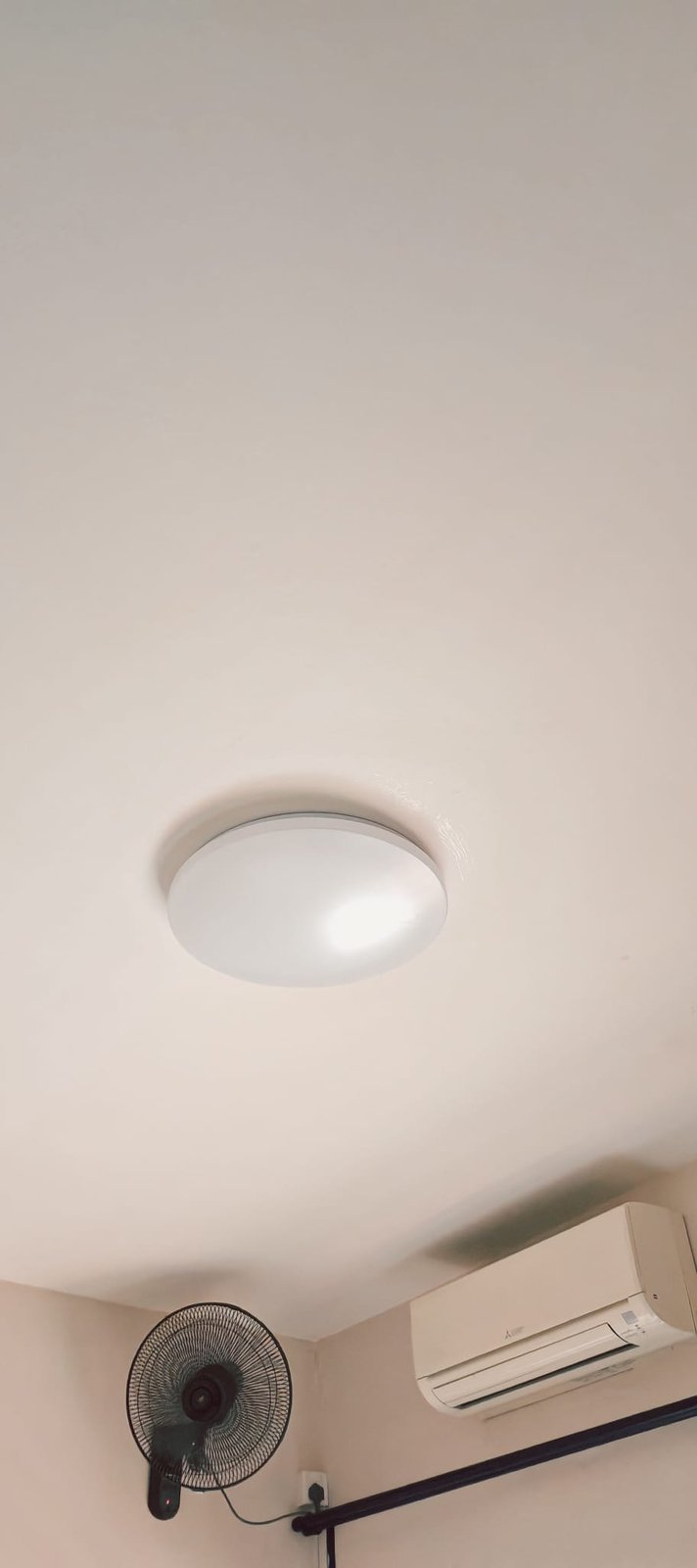 Ceiling light and wall fan installed after roof works