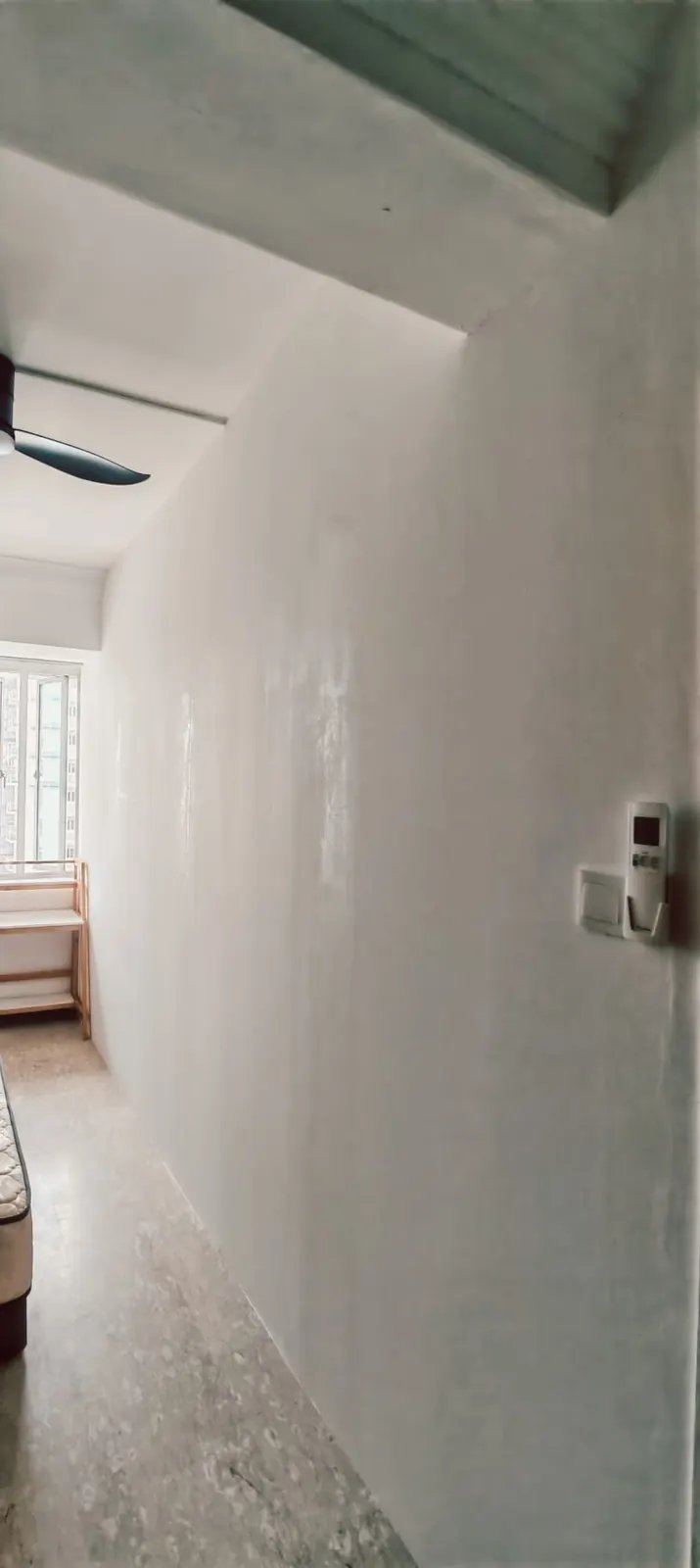 Freshly painted corridor wall