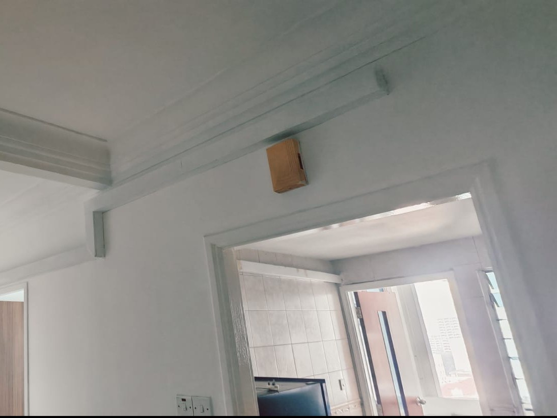 Freshly painted ceiling, cornice and walls